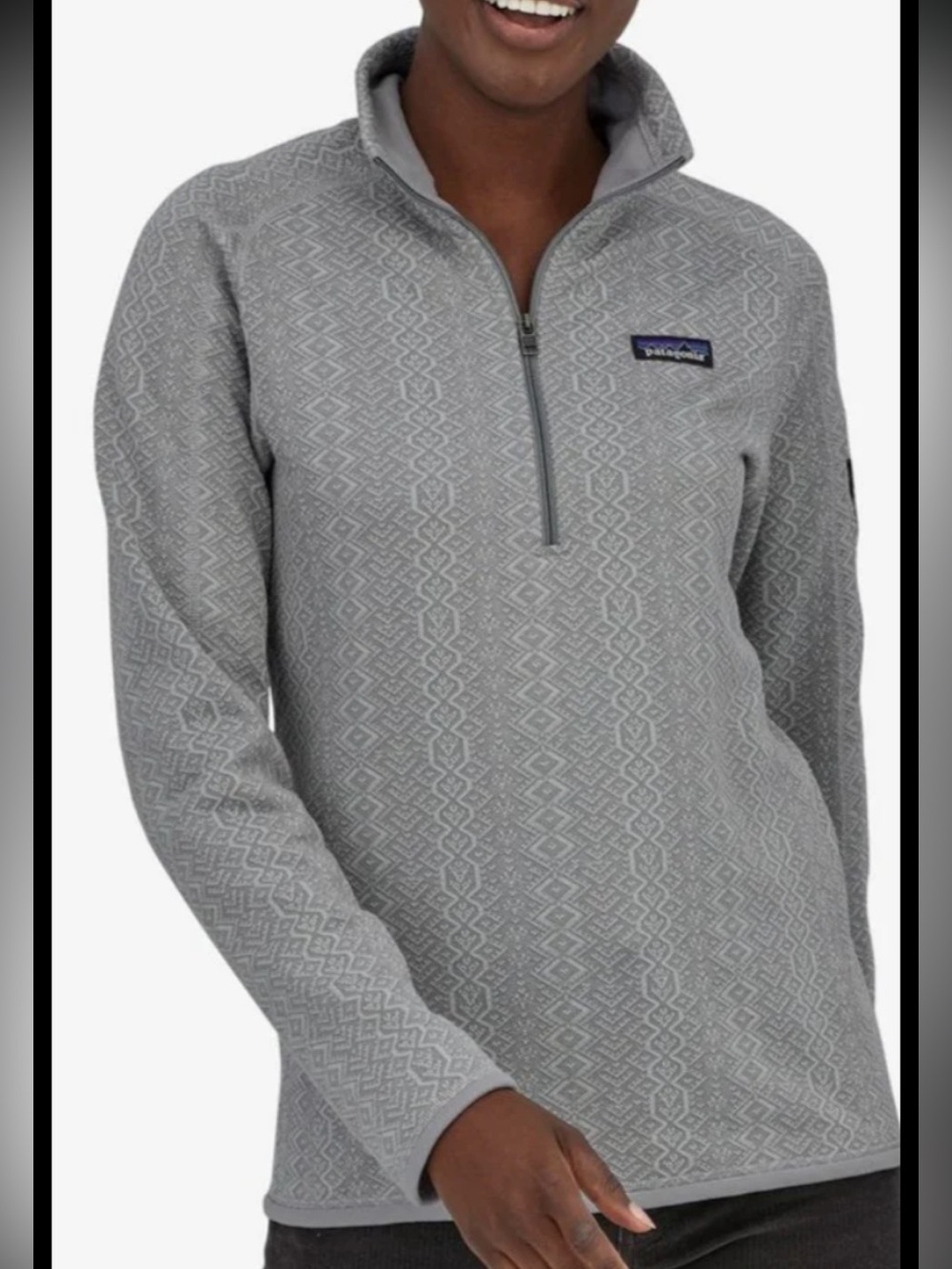 Patagonia XS Better sweater frozen jacquard/salt grey 1/4 zip women’s pullover